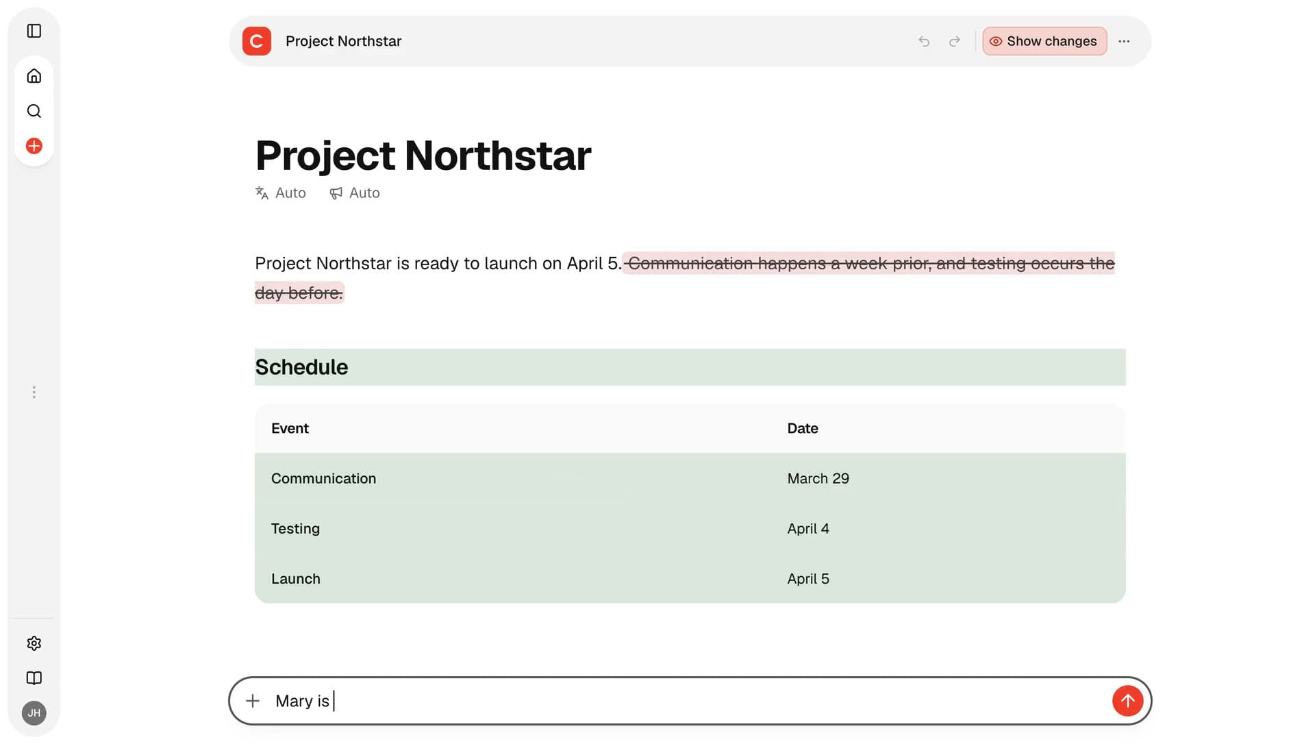Cortee documentation editor with a page tree, a living document, and a capture field